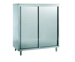 Hochschrank, 200 x 70 x 200 cm, Schiebetüren, 3 Zwischenböden, GASTRO, Edelstahl AISI 304, Werkstoff 1.4301 Schnäppchen